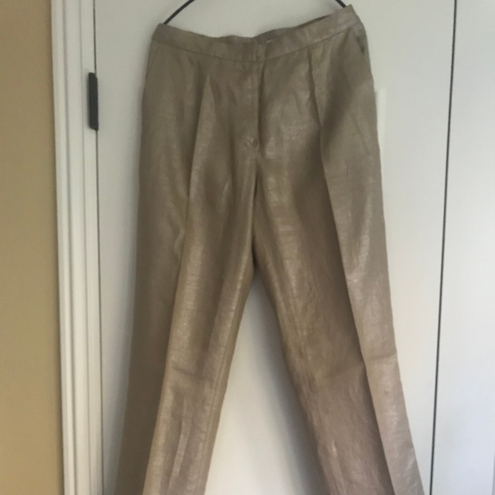 GIANFRANCO FERRE STUDIO GOLD 90% LINEN PANTS